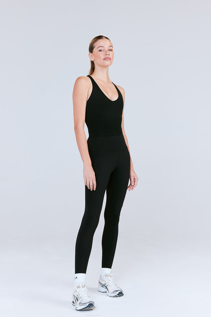Faith Strappy Yoga Tank Top With Built in Bra in Black 