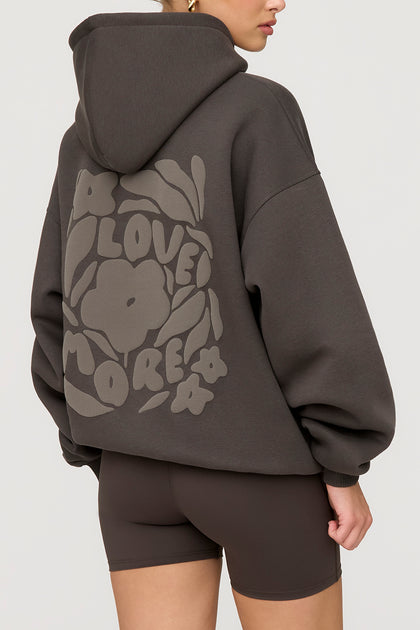 LOVE MORE OVERSIZED HOODIE SLATE BROWN TALA