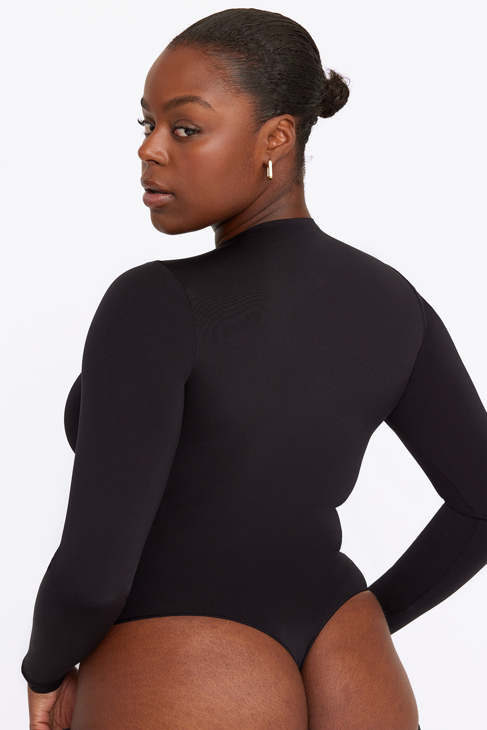 365 SECOND SKIN MOCK NECK LONG SLEEVE BODYSUIT - SHADOW BLACK