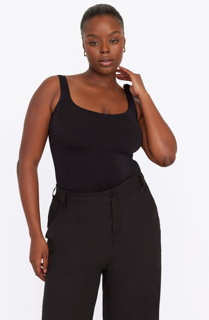 365 SECOND SKIN SCOOP NECK BODYSUIT - SHADOW BLACK