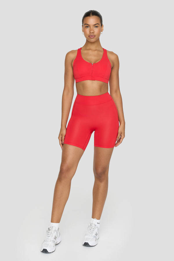 FORMTECH HIGH WAISTED SIDE POCKET RUNNING SHORTS - CHILLI RED