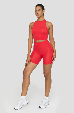 FORMTECH HIGH WAISTED SIDE POCKET RUNNING SHORTS - CHILLI RED