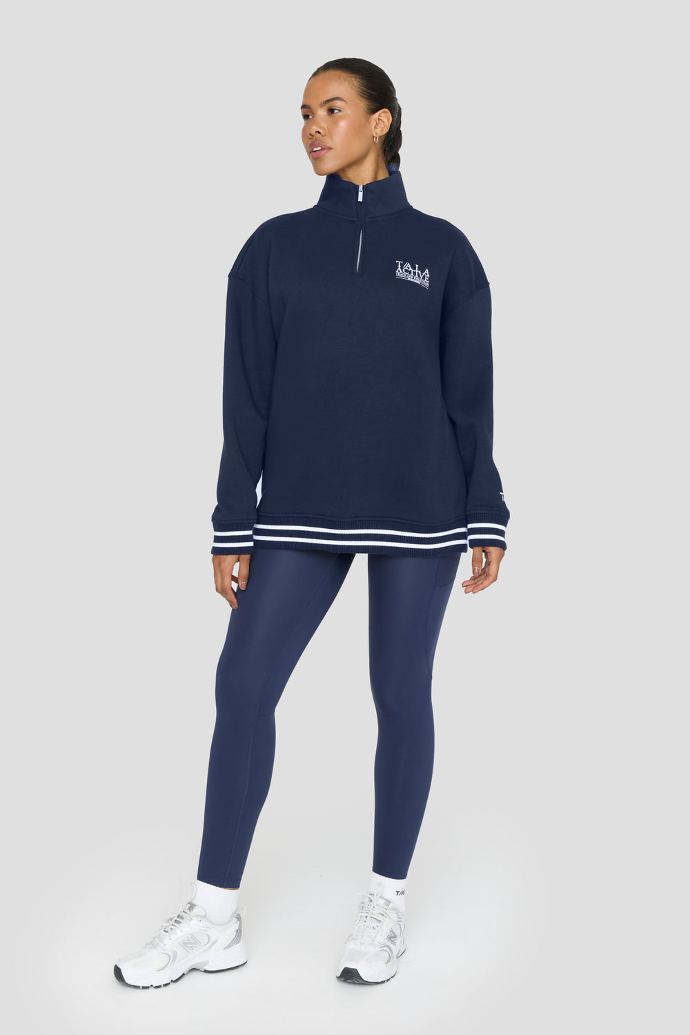 TALA TRACK AND FIELD QUARTER ZIP SWEATSHIRT - NAVY