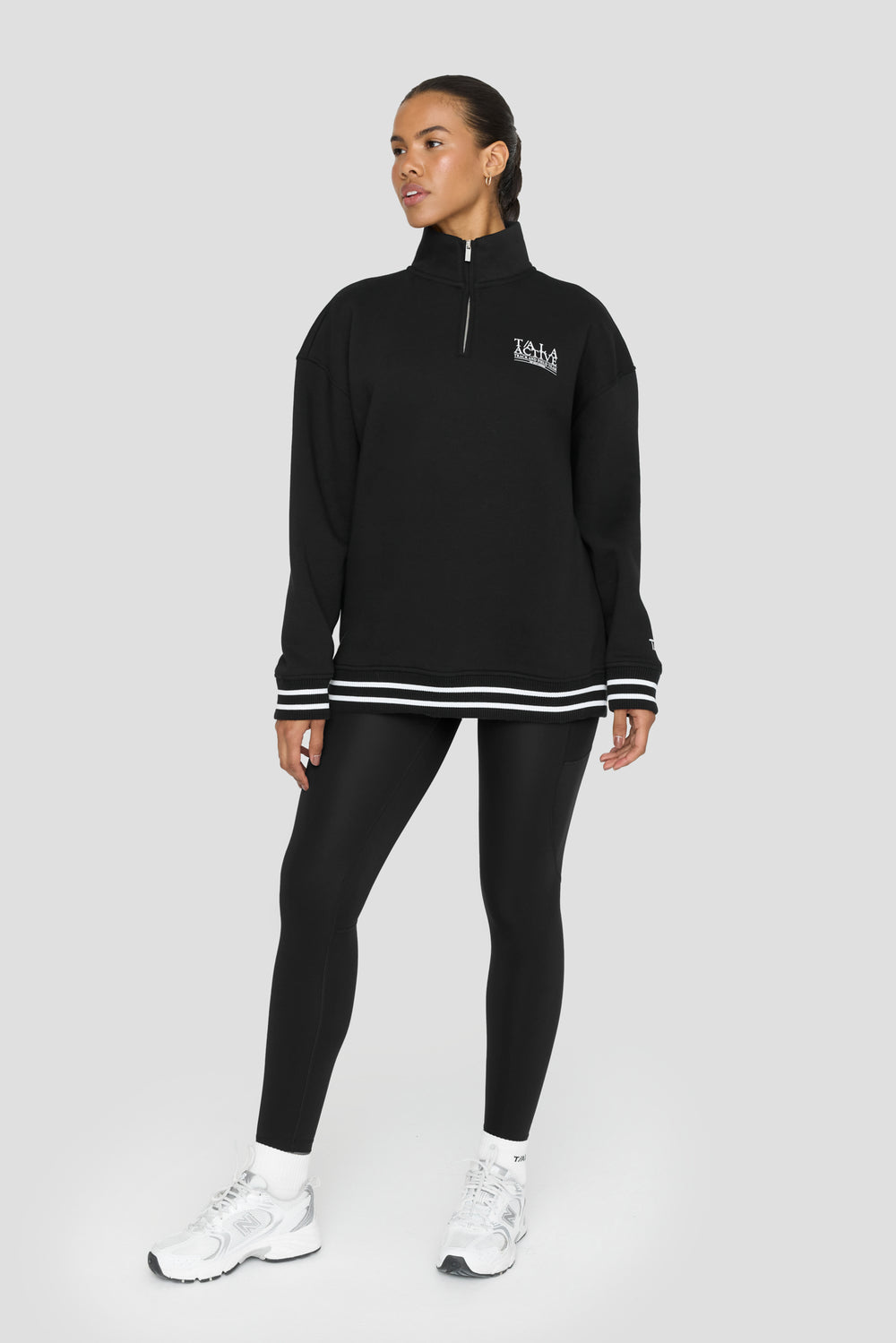 TALA TRACK AND FIELD QUARTER ZIP SWEATSHIRT - BLACK