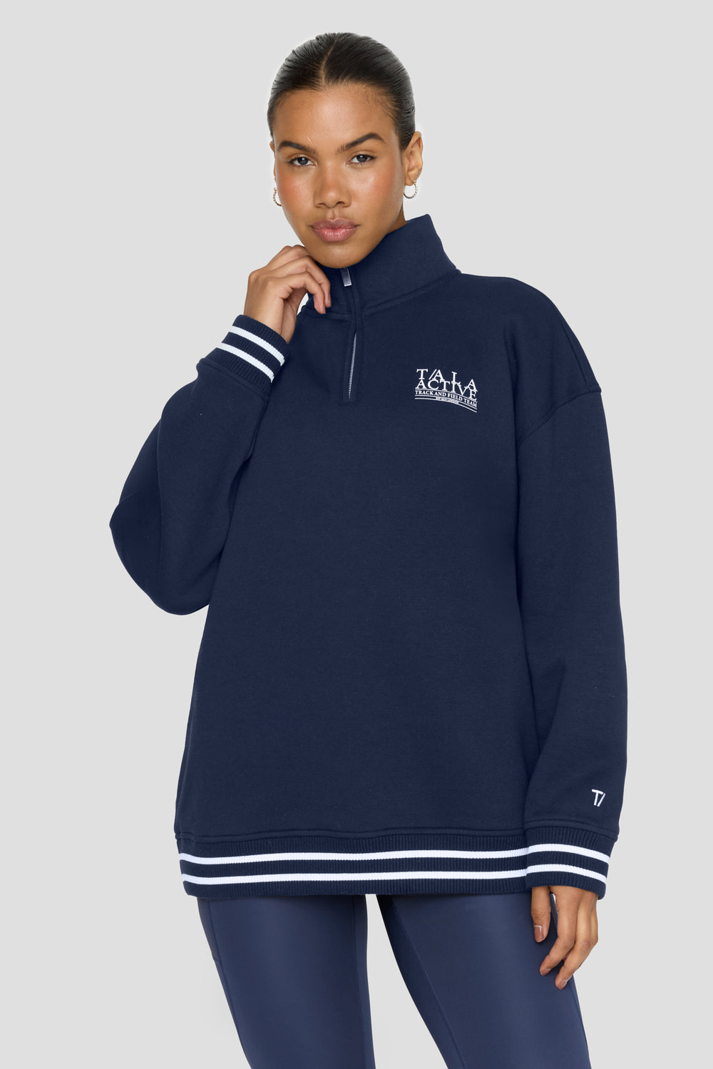 TALA TRACK AND FIELD QUARTER ZIP SWEATSHIRT - NAVY