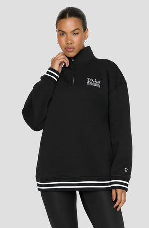 TALA TRACK AND FIELD QUARTER ZIP SWEATSHIRT - BLACK