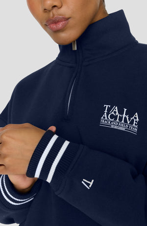 TALA TRACK AND FIELD QUARTER ZIP SWEATSHIRT - NAVY