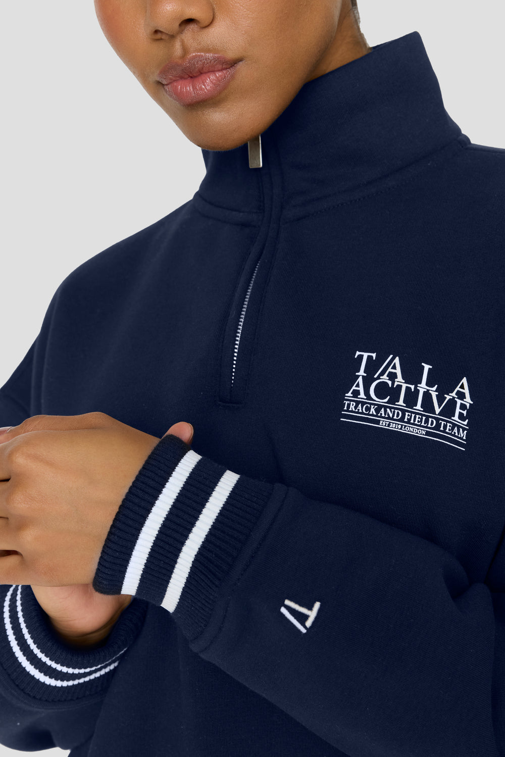 TALA TRACK AND FIELD QUARTER ZIP SWEATSHIRT - NAVY