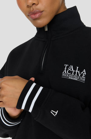 TALA TRACK AND FIELD QUARTER ZIP SWEATSHIRT - BLACK