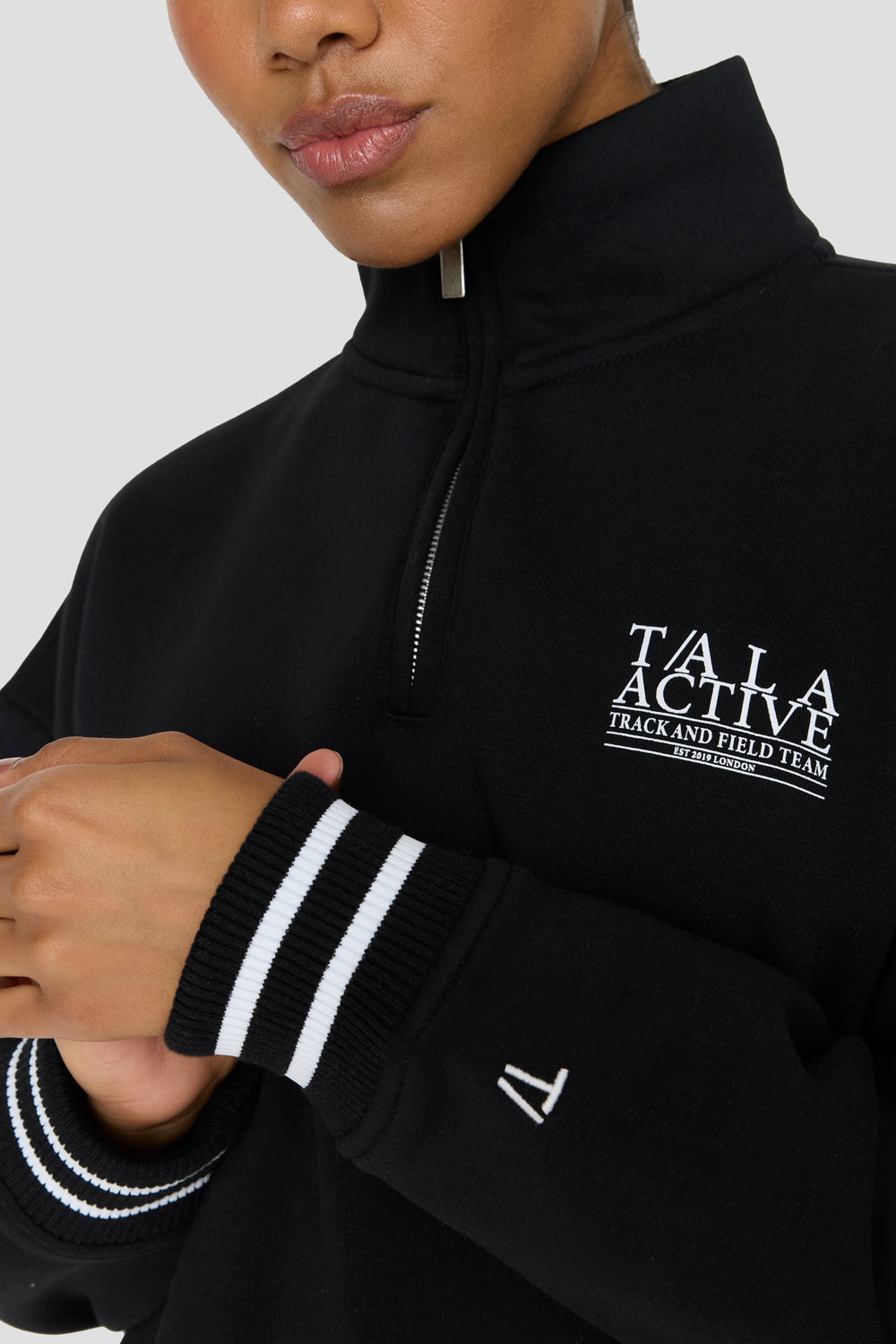 TALA TRACK AND FIELD QUARTER ZIP SWEATSHIRT - BLACK