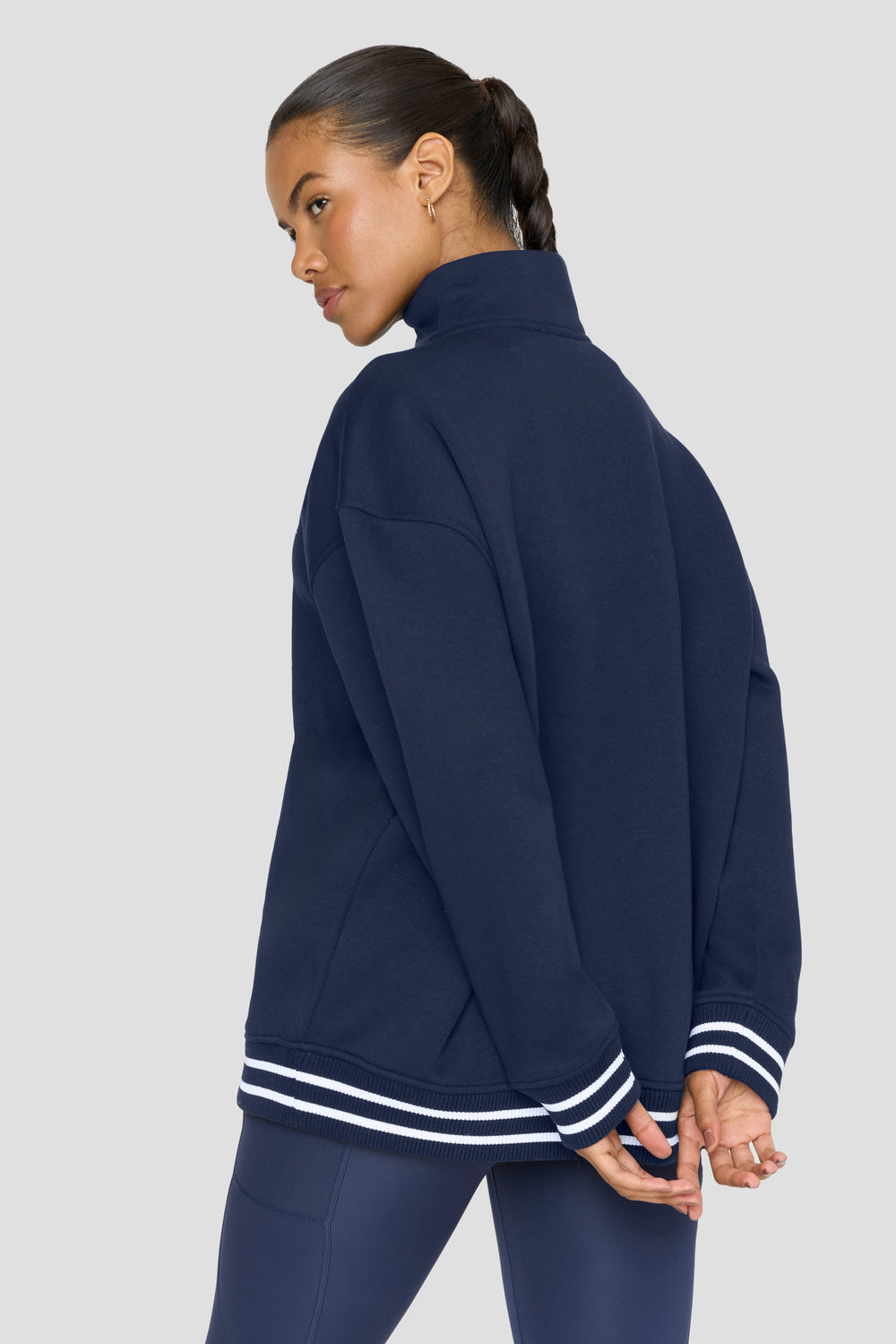 TALA TRACK AND FIELD QUARTER ZIP SWEATSHIRT - NAVY