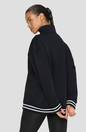 TALA TRACK AND FIELD QUARTER ZIP SWEATSHIRT - BLACK