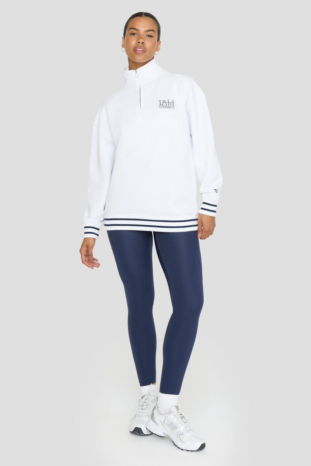 TALA TRACK AND FIELD QUARTER ZIP SWEATSHIRT - WHITE