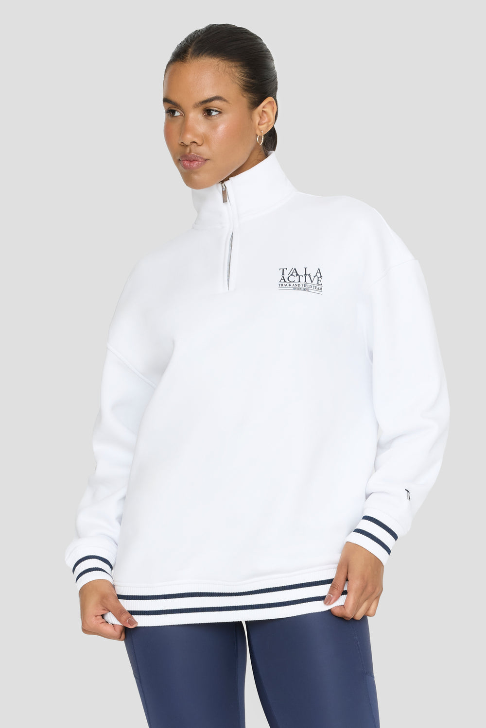 TALA TRACK AND FIELD QUARTER ZIP SWEATSHIRT - WHITE