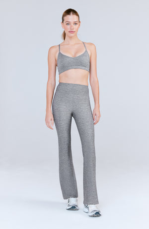 SKINLUXE HIGH WAISTED FLARED LEGGING - DARK GREY MARL