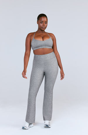 SKINLUXE HIGH WAISTED FLARED LEGGING - DARK GREY MARL