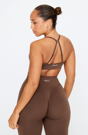 SCULPT SEAMLESS MINI SPORTS BRA - COFFEE MARL