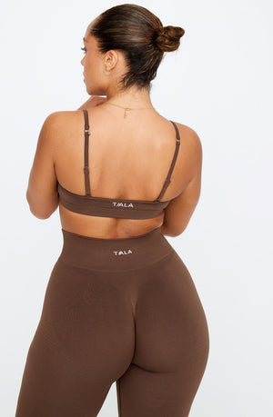 SCULPT SEAMLESS MINI SPORTS BRA - COFFEE MARL