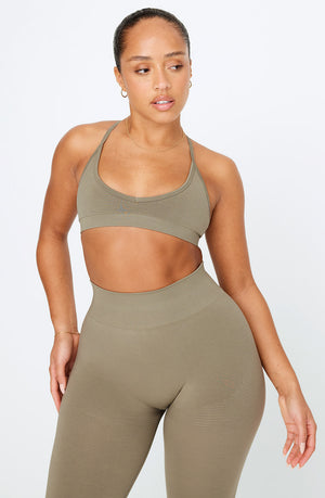 SCULPT SEAMLESS MINI SPORTS BRA - OLIVE MARL