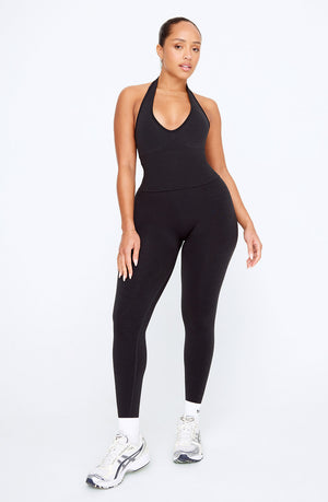 SCULPT SEAMLESS HALTER TANK - BLACK MARL