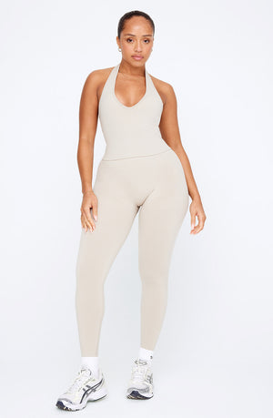 SCULPT SEAMLESS HALTER TANK - CHAI MARL