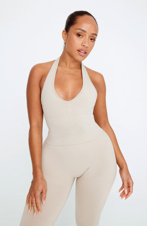 SCULPT SEAMLESS HALTER TANK - CHAI MARL