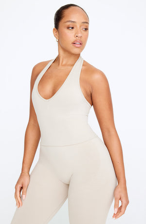 SCULPT SEAMLESS HALTER TANK - CHAI MARL