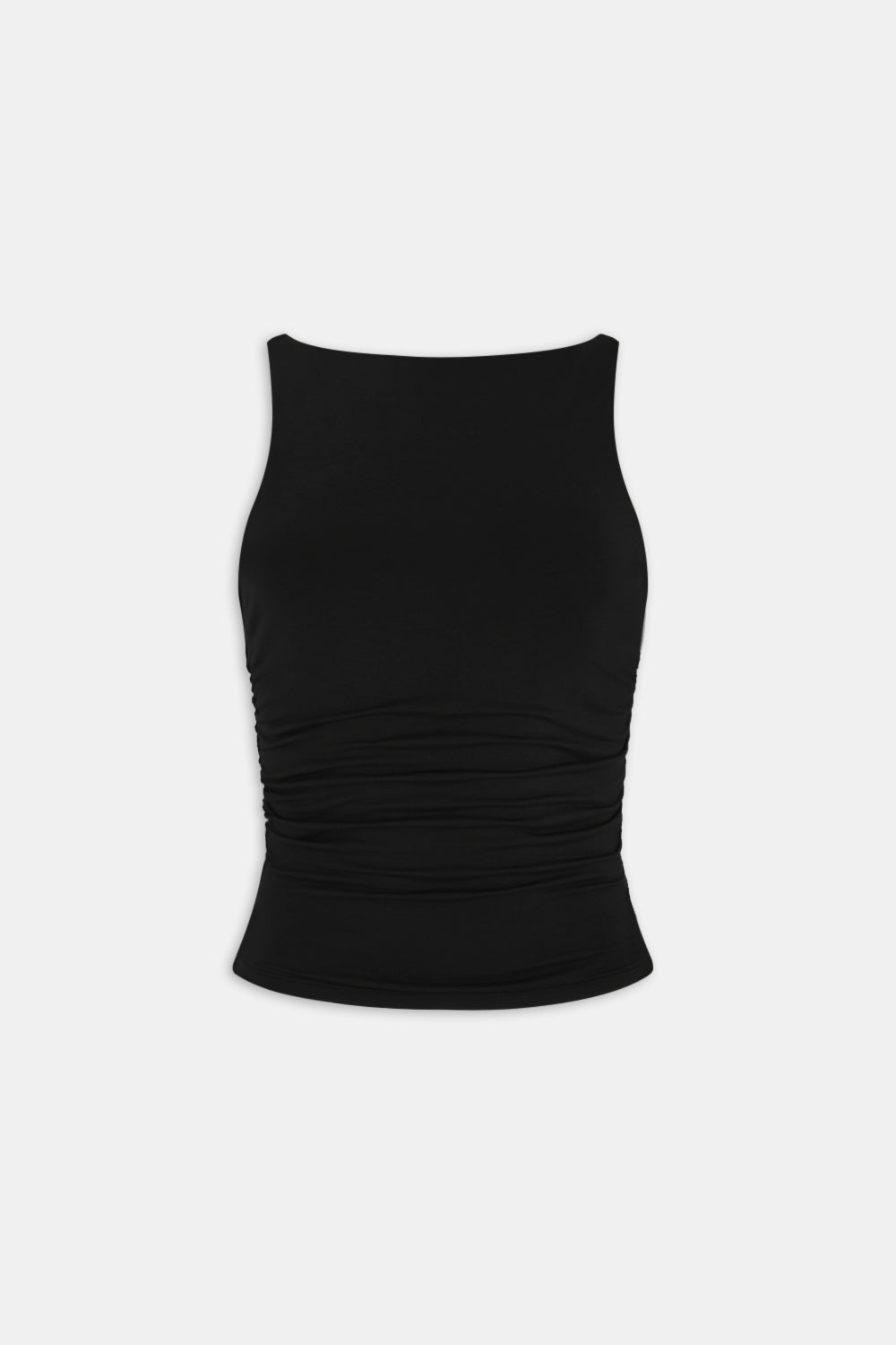 365 RUCHED SIDE BOAT NECK TOP - SHADOW BLACK