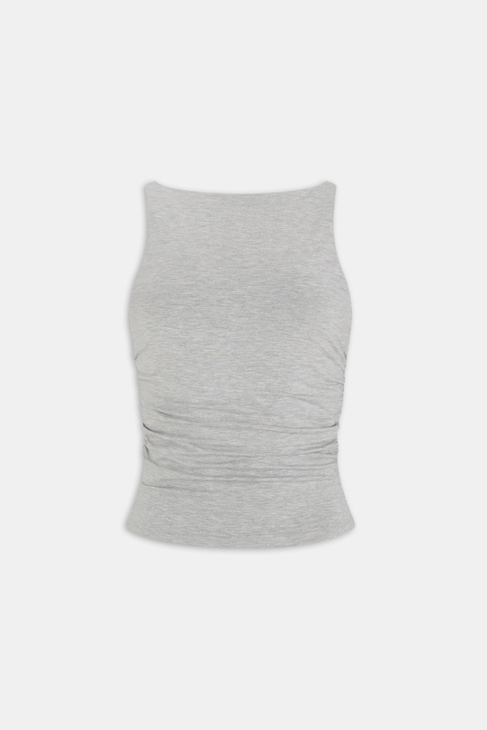 365 RUCHED SIDE BOAT NECK TOP - GREY MARL