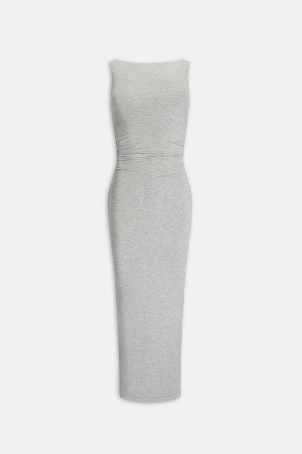 365 RUCHED SIDE BOAT NECK MAXI DRESS - GREY MARL