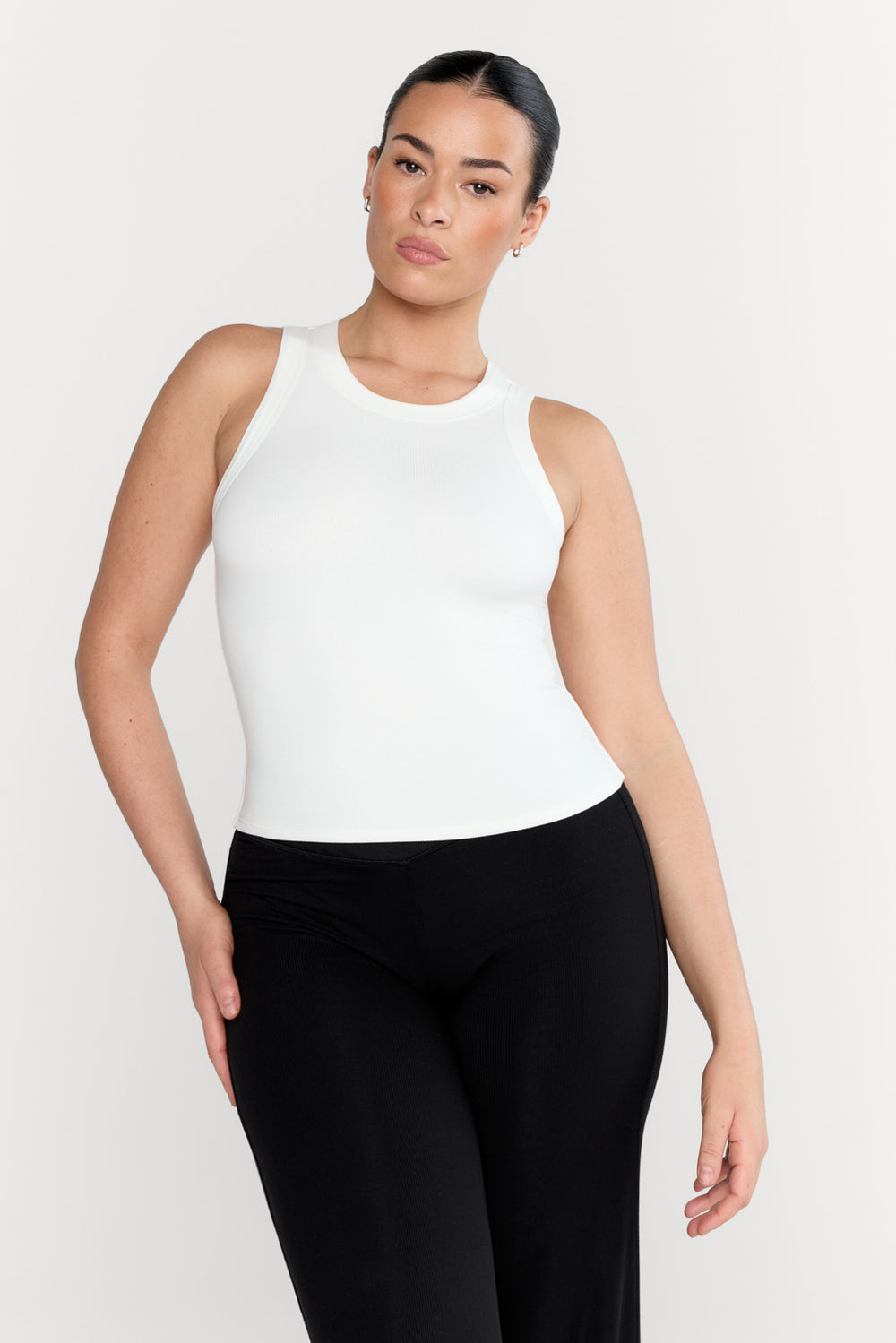 365 SCULPTING LOUNGE RACER TANK - COCONUT MILK