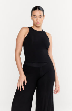 365 SCULPTING LOUNGE RACER TANK - SHADOW BLACK