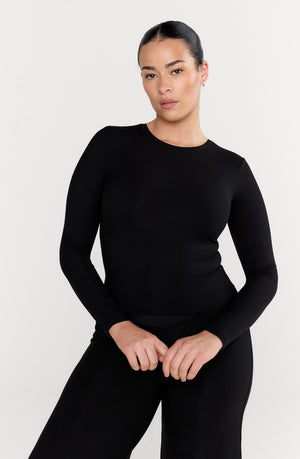 365 SCULPTING LOUNGE LONG SLEEVE TOP - SHADOW BLACK