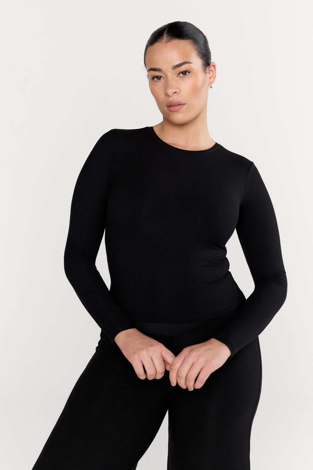 365 SCULPTING LOUNGE LONG SLEEVE TOP - SHADOW BLACK