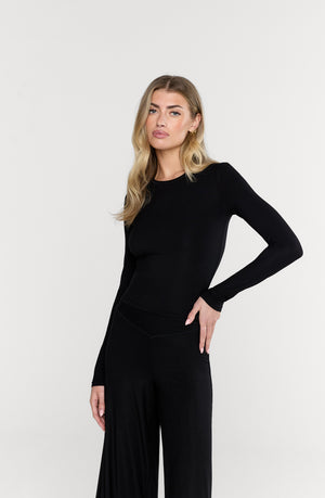 365 SCULPTING LOUNGE LONG SLEEVE TOP - SHADOW BLACK