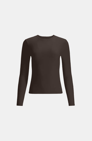 365 SCULPTING LOUNGE LONG SLEEVE FULL LENGTH T-SHIRT - ESPRESSO