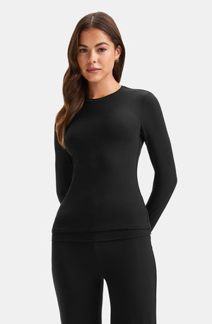 365 SCULPTING LOUNGE LONG SLEEVE FULL LENGTH T-SHIRT - SHADOW BLACK