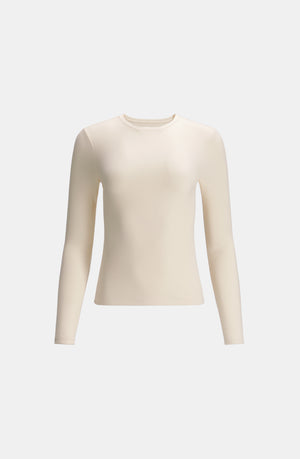 365 SCULPTING LOUNGE LONG SLEEVE FULL LENGTH T-SHIRT - BUTTERMILK