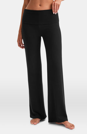 365 SCULPTING LOUNGE MULTIWAY FOLD WAIST FLARED TROUSERS - SHADOW BLACK