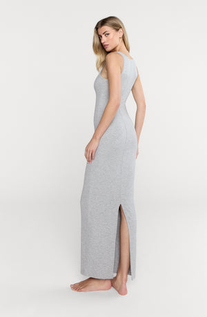 365 SCULPTING LOUNGE SQUARE NECK MAXI DRESS - GREY MARL