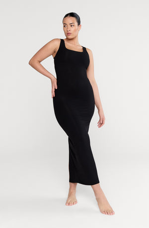 365 SCULPTING LOUNGE SQUARE NECK MAXI DRESS - SHADOW BLACK