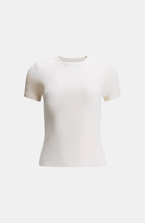 365 SCULPTING LOUNGE SHORT SLEEVE FULL LENGTH T-SHIRT - COCONUT MILK