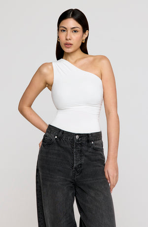 365 ASYMMETRIC RUCHED SIDE BODYSUIT - COCONUT MILK