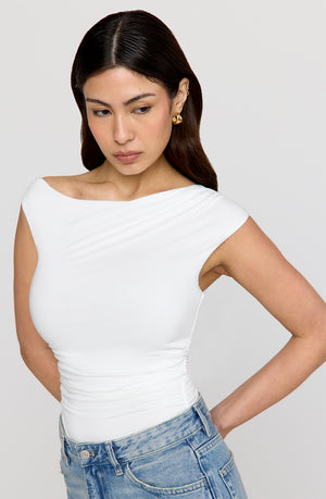 365 ASYMMETRIC RUCHED SIDE TOP - COCONUT MILK