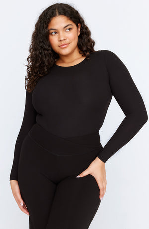 365 SCULPTING LOUNGE LONG SLEEVE BODYSUIT - SHADOW BLACK