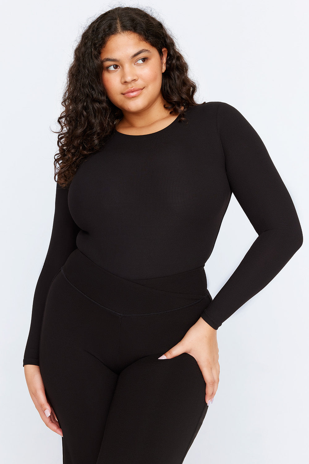 365 SCULPTING LOUNGE LONG SLEEVE BODYSUIT - SHADOW BLACK