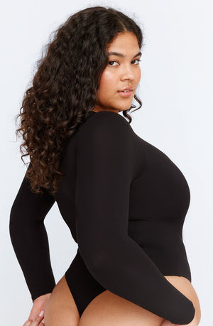 365 SCULPTING LOUNGE LONG SLEEVE BODYSUIT - SHADOW BLACK