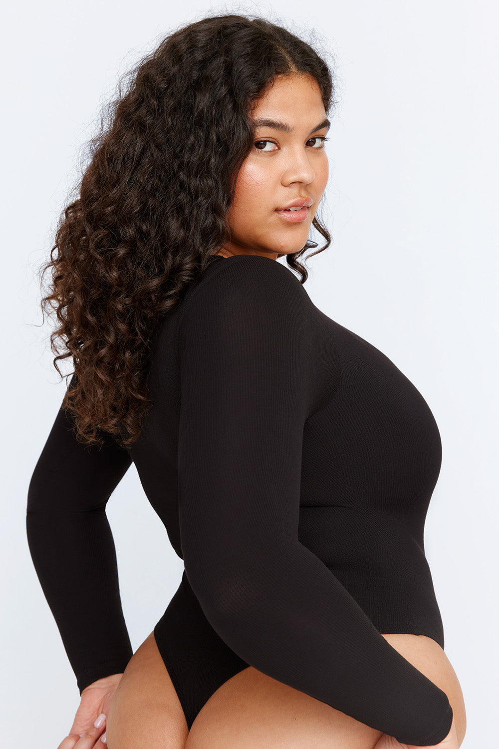 365 SCULPTING LOUNGE LONG SLEEVE BODYSUIT - SHADOW BLACK