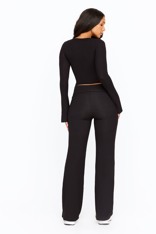 365 SCULPTING LOUNGE MULTIWAY FOLD WAIST FLARED TROUSERS – TALA