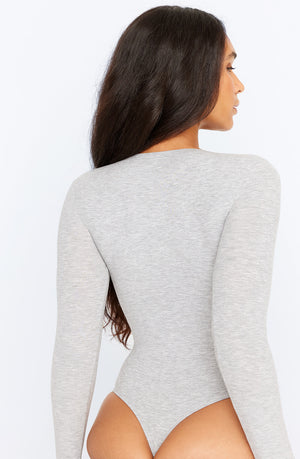 365 SCULPTING LOUNGE LONG SLEEVE BODYSUIT - GREY MARL